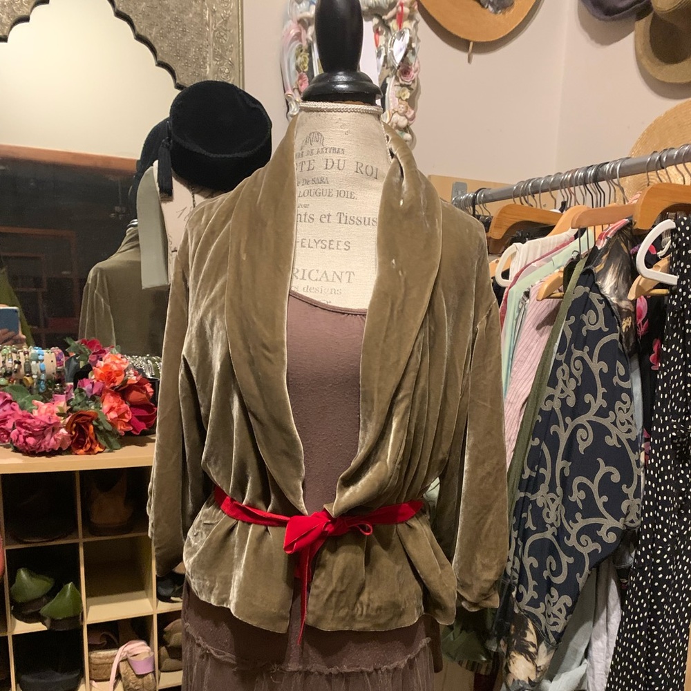 TAUPE VELVET JACKET size M #20 - Picture 7 of 11